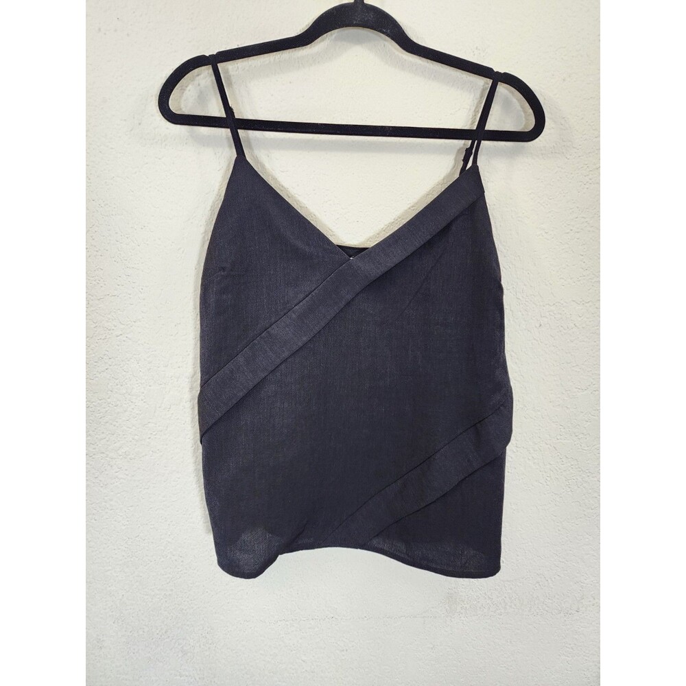 June & Hudson Womens Medium Cami Black Surplice Wrap Front V-Neck Camisole Tank